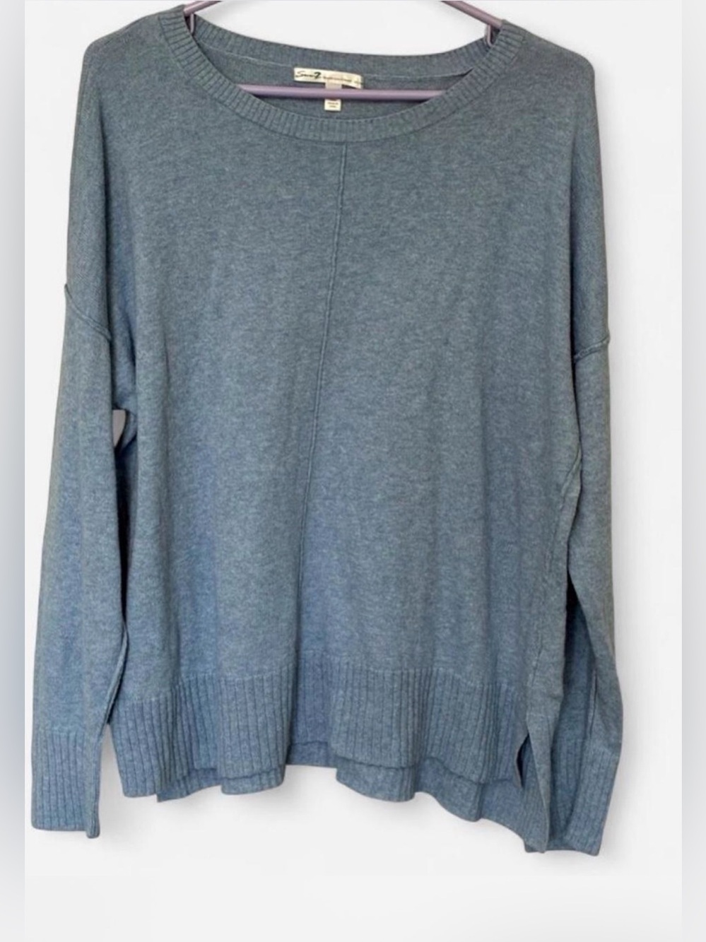 Seven7 Women’s Cotton/Cashmere Blend Blue Pullover Sweater Size XL